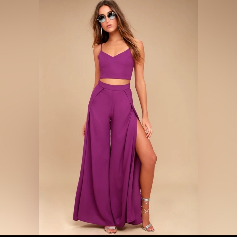 Lulus Out Tonight Magenta Two-Piece Jumpsuit